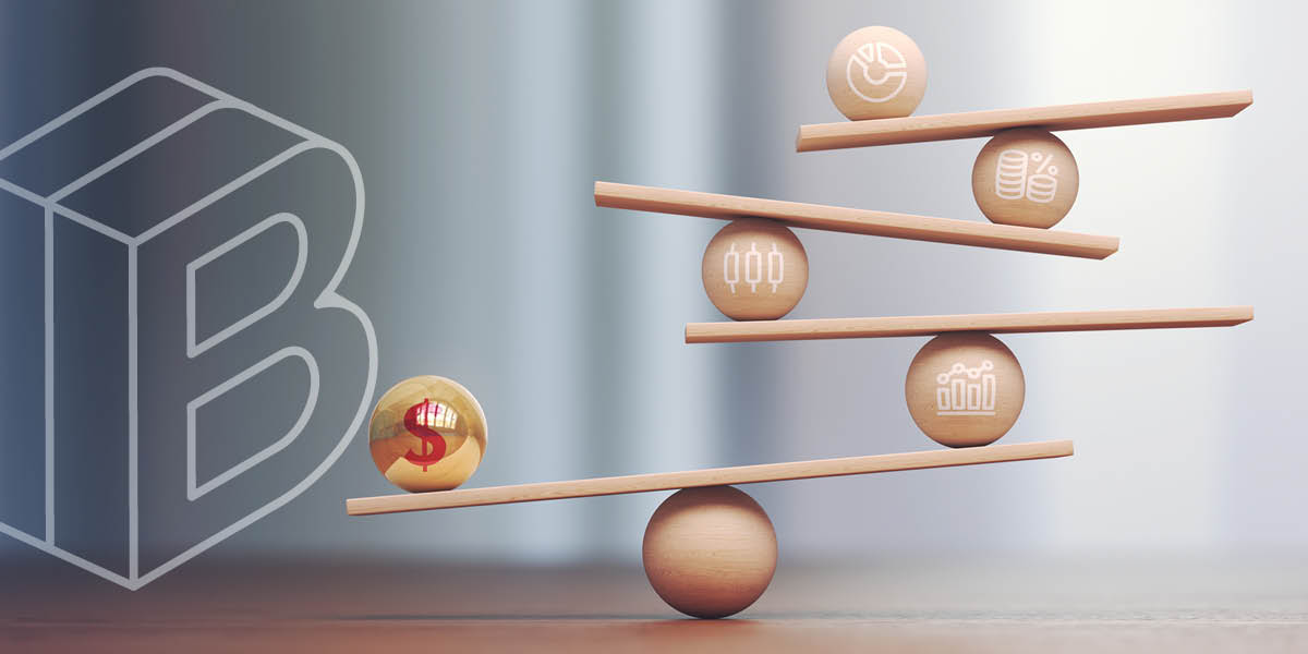 Image: Balls and blanks balancing like a scale against one ball marked with a $ symbol